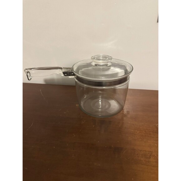 Vintage Pyrex Flameware Clear Glass Pot With Lid 6283L 1.5 Qt - Picture 1 of 5